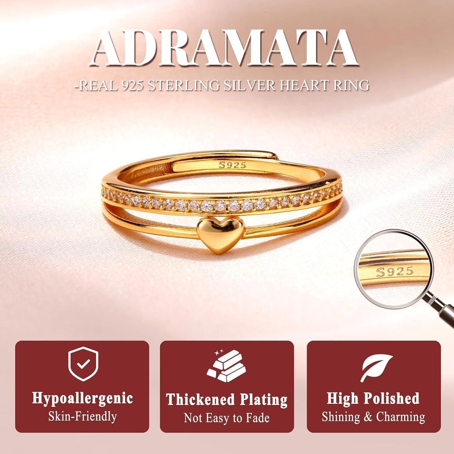 LuxusKollektion Silberring Adramata Ring Silber 925 Damen Verstellbar Herz günstig online kaufen