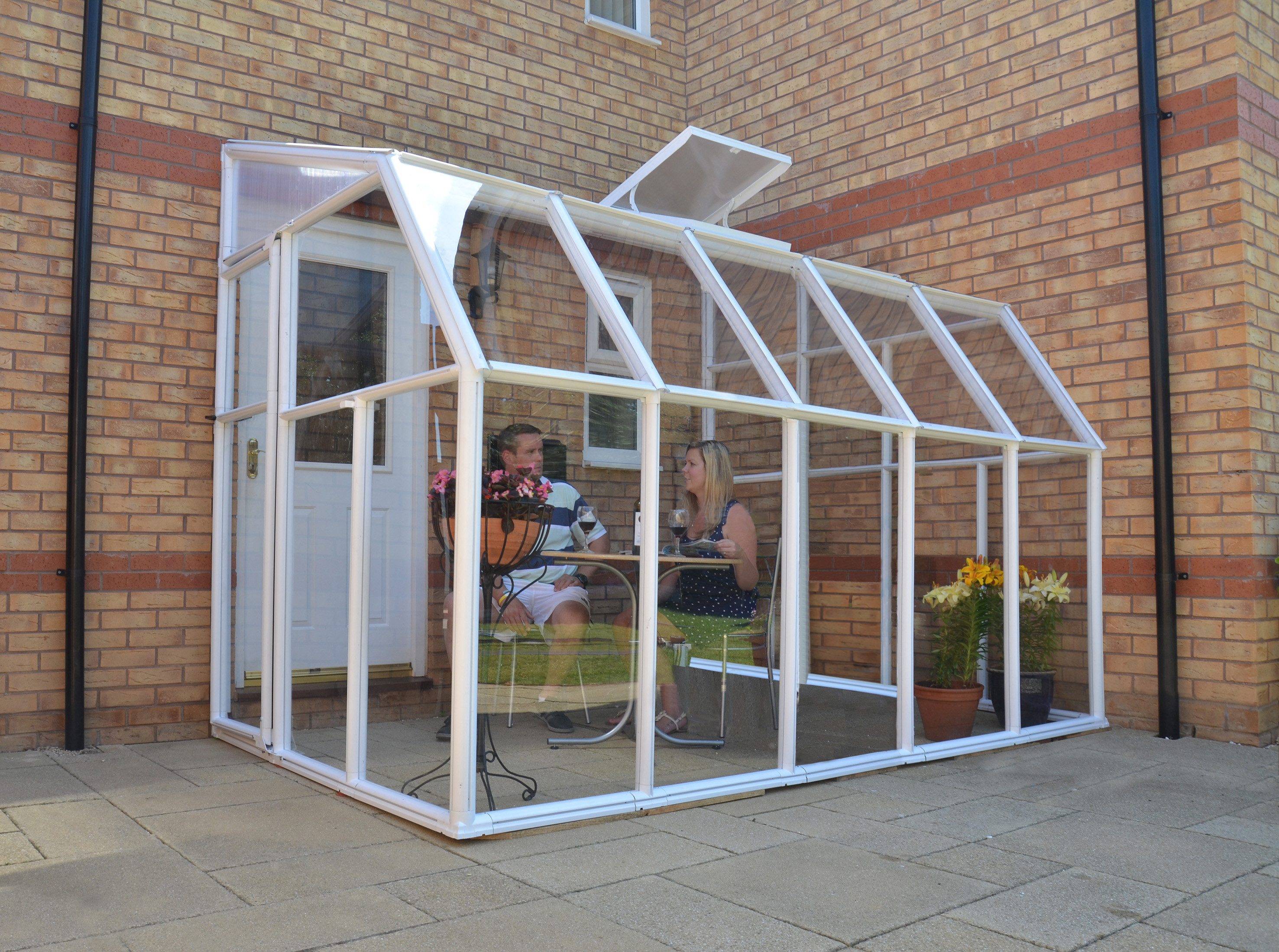 Palram - Canopia Gewächshaus Sun Room, BxTxH: 201 x 324 x 247 cm, BxLxH: 58 x 120 x 247 cm, 3 mm Wandstärke, lebenslang widerstandsfähige Wandpaneele