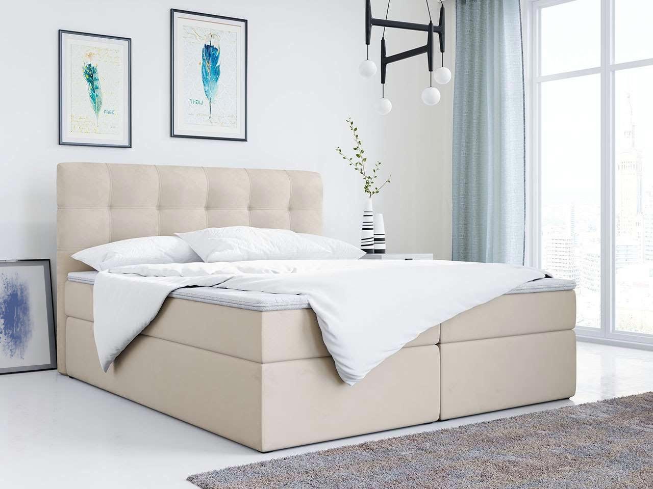 MKS MÖBEL Boxspringbett TOP 1, mit Bettkasten, Doppelbett mit Multipocket-Matratze und Topper