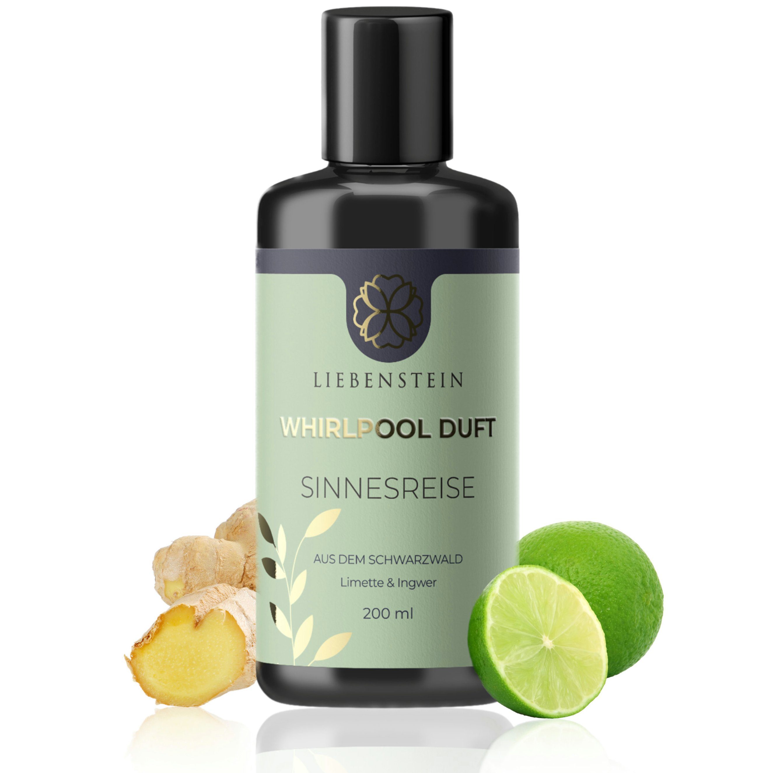 1-tlg., nachhaltig regional & Badezusatz Duftzusatz, und – Ingwer Sinnesreise 100% 200ml Duftstoffe Whirlpool naturreine Liebenstein Whirlpool produziert Limette Duft