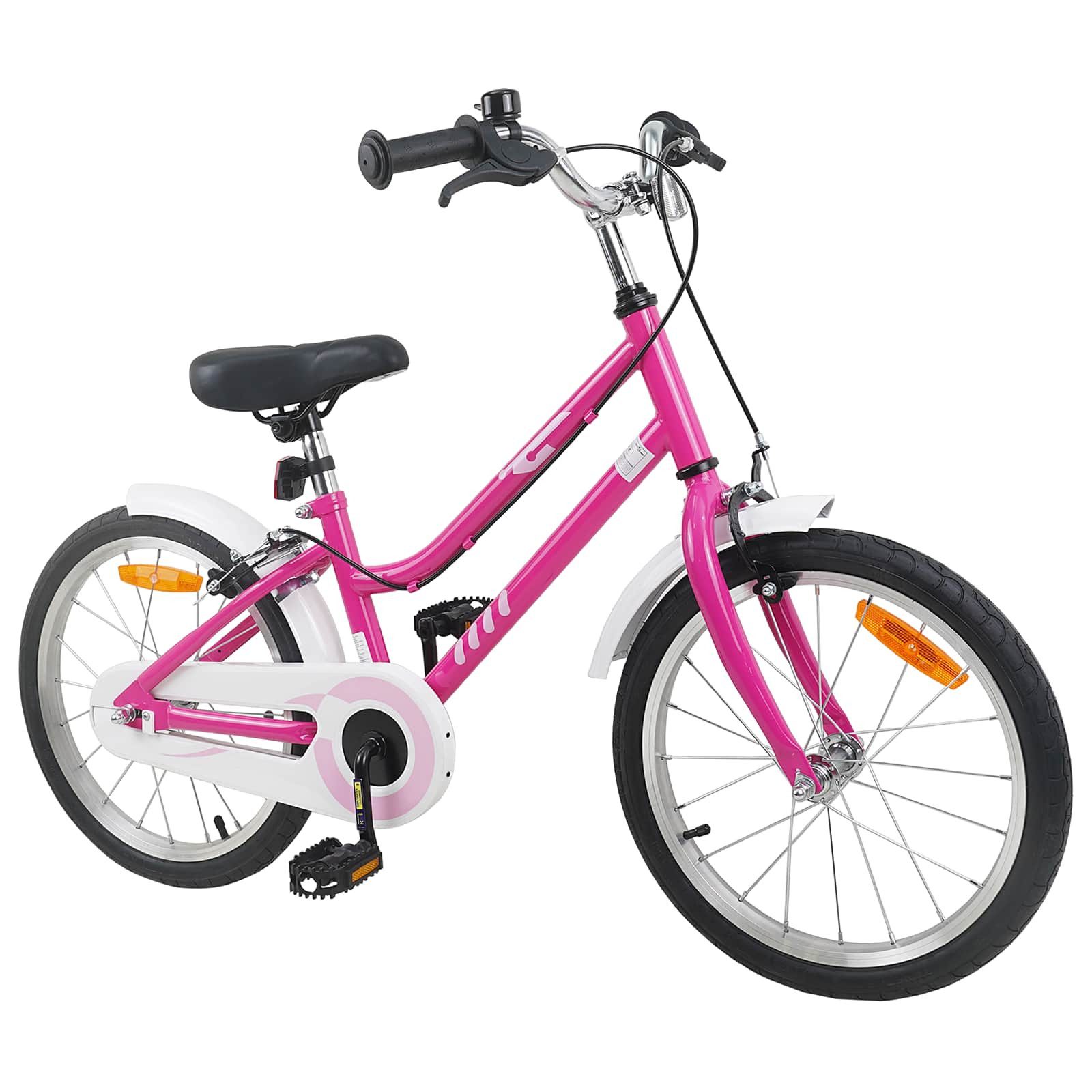 vidaXL Kinderfahrrad 123 x 51 x 78 cm Kinderfahrrad 18 Zoll für 5-7 Jahre alt Pink Weiß