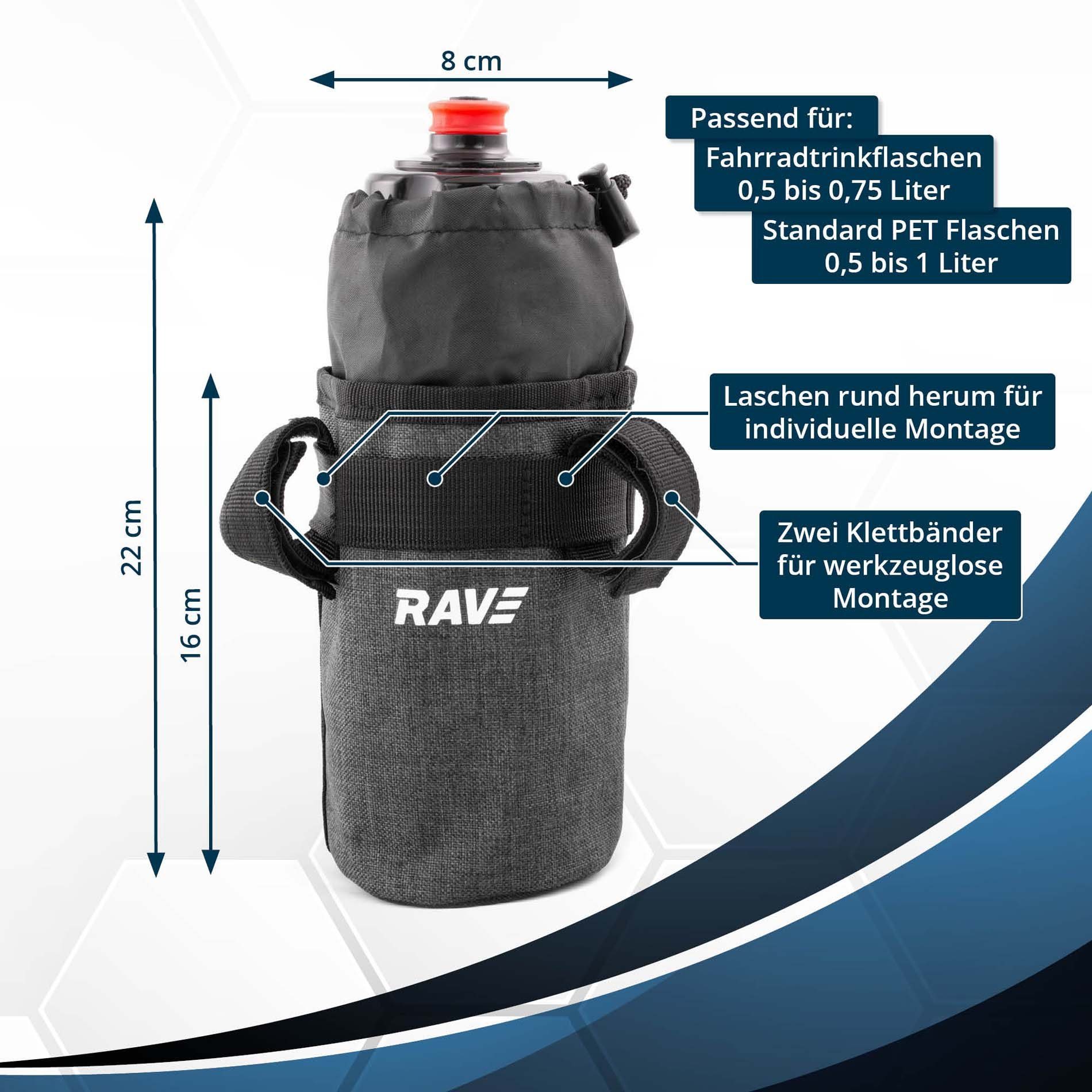 Rave Bike&Outdoor Fahrradtasche Lenker Iso-Flaschentasche, Thermo Getränkehalter