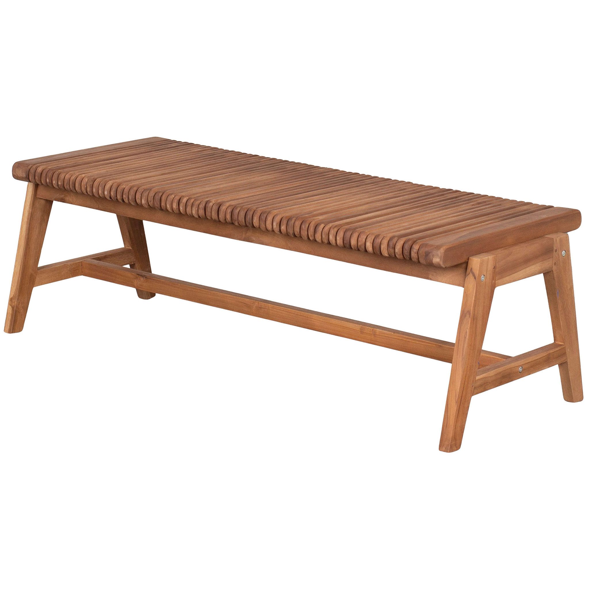bene living Gartenbank Multifunktionsbank Leeds 130 cm - Teakholz (1-St), Teakbank mit einzeln verstellbaren Rückenleisten