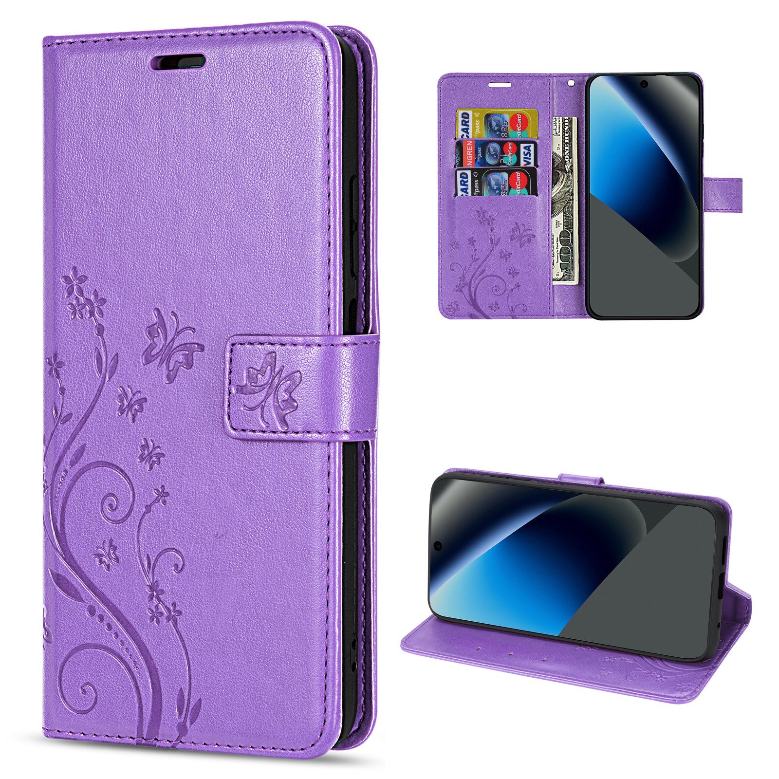 betterfon Handyhülle für Google Pixel Handytasche Wallet Case Klapphülle Flower, Bookstyle-Hülle: Magnetverschluss 3 Kartenfächer & Standfunktion