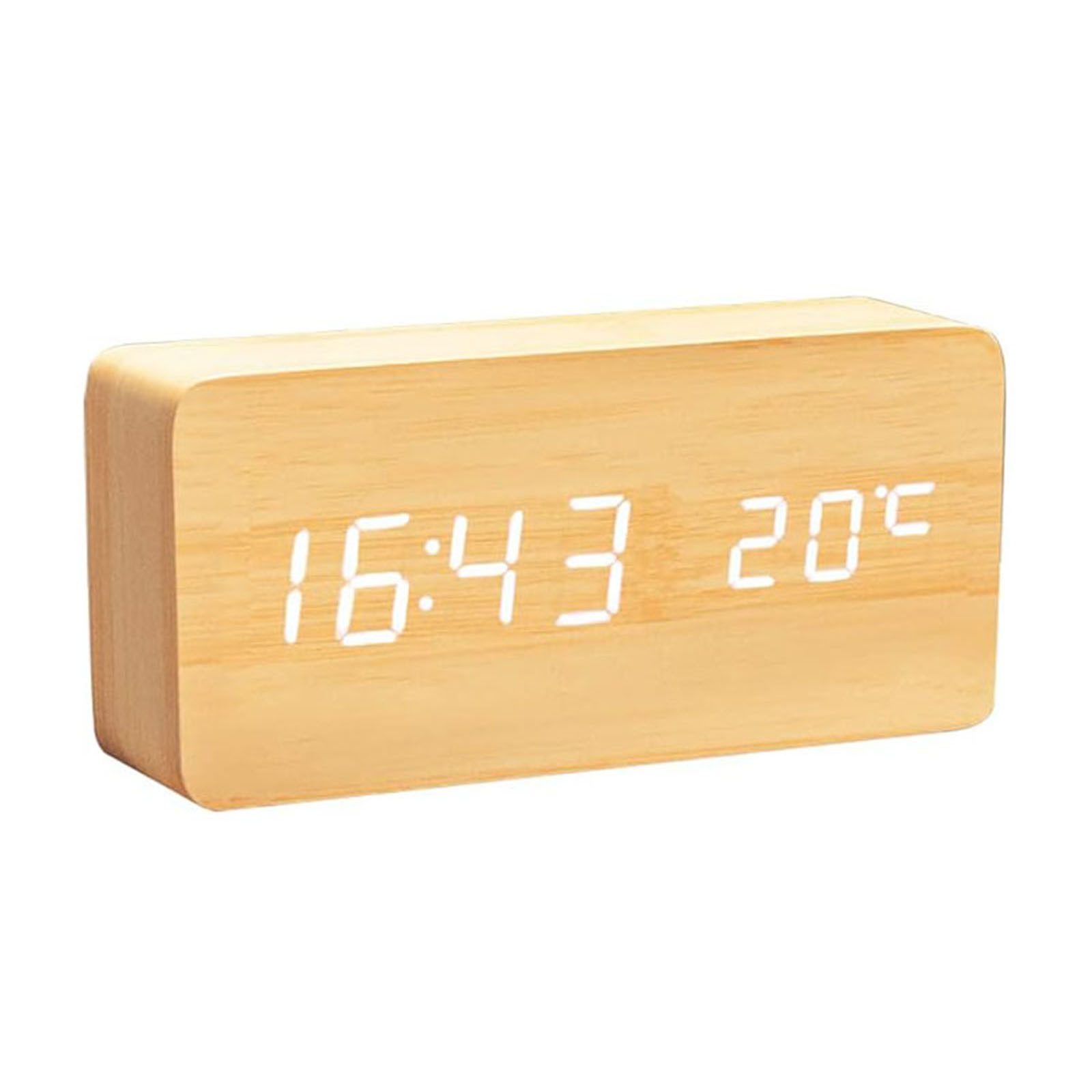 Wecker LED Digital Uhr Wecker Holz Tischuhr Geräuschloser Betrieb