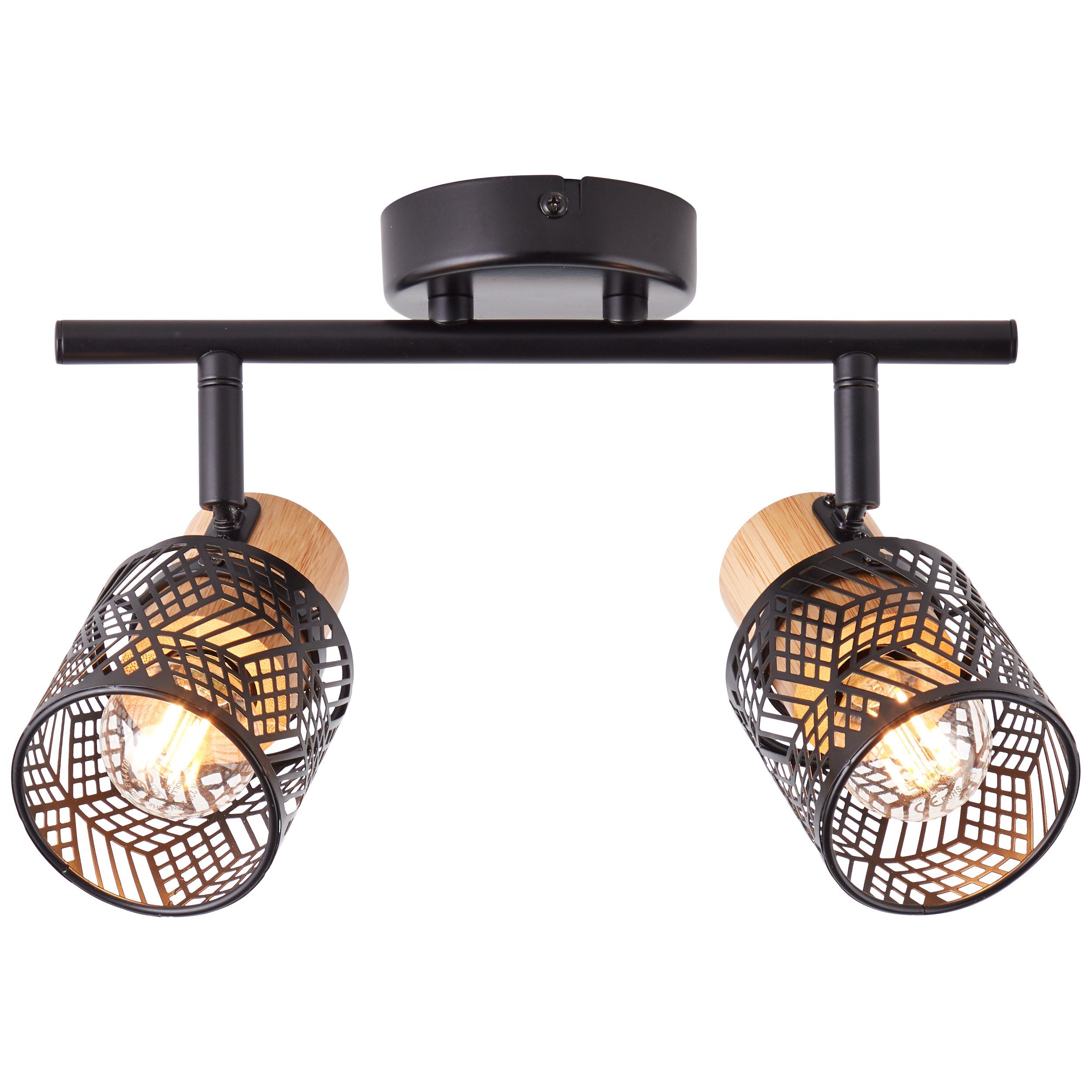 Brilliant Deckenstrahler Santy, ohne Leuchtmittel, schwenkbar, 20 x 36 x 7 cm, E14, Metall/Bambus, schwarz/natur