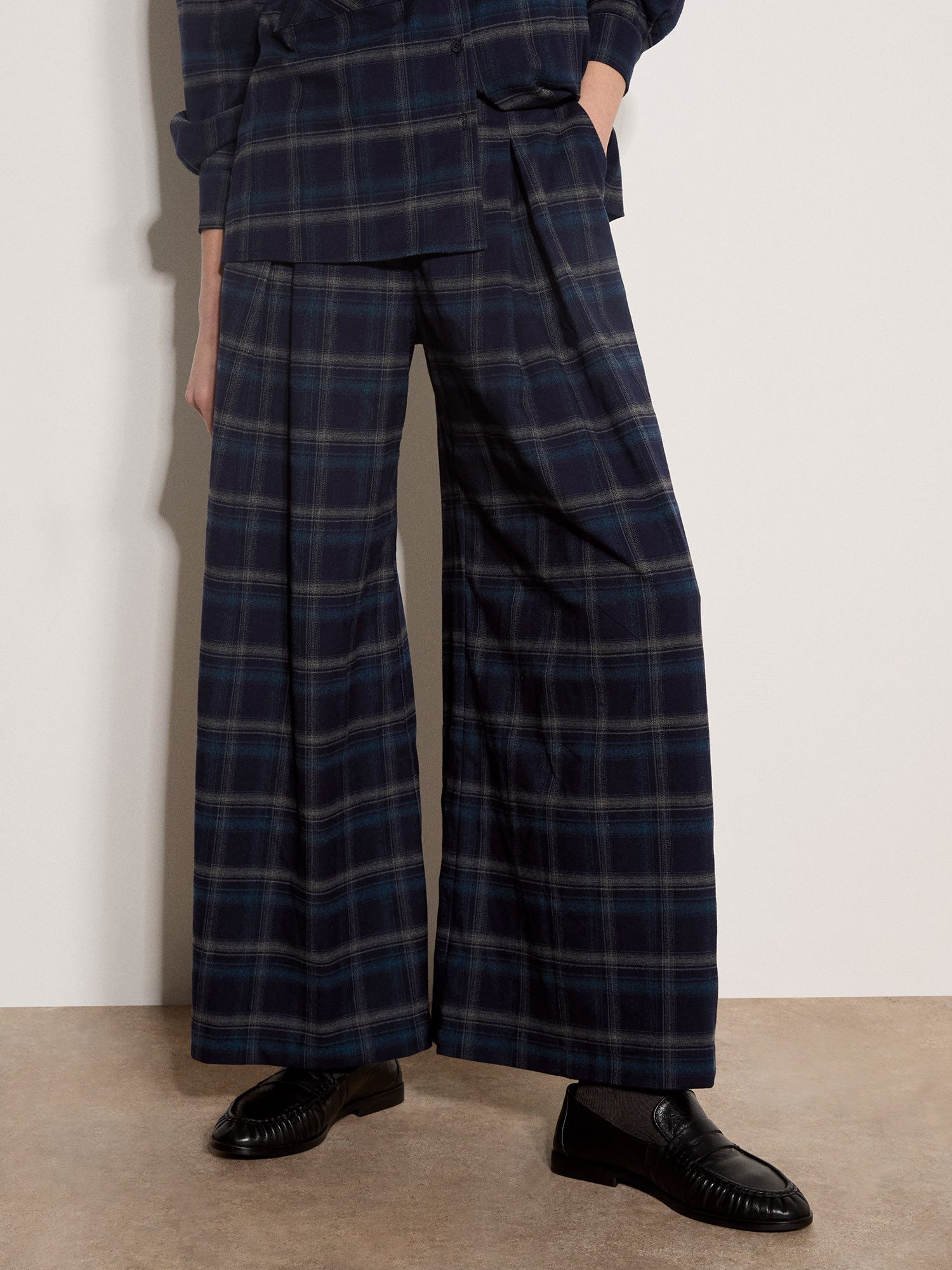 Apricot Palazzohose Karierte weite Hose mit Taschen