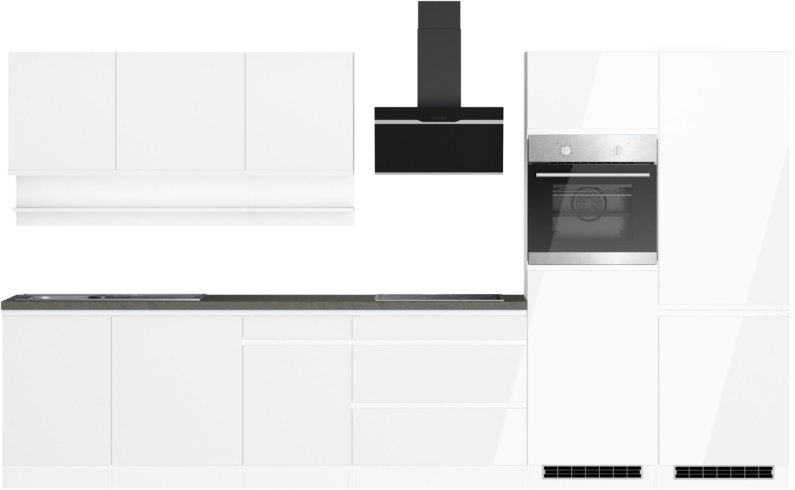 KOCHSTATION Küchenzeile KS-Virginia,neu in verbesserter Ausführung, Breite 360 cm, Softclose, wahlweise mit E-Geräten und Induktion