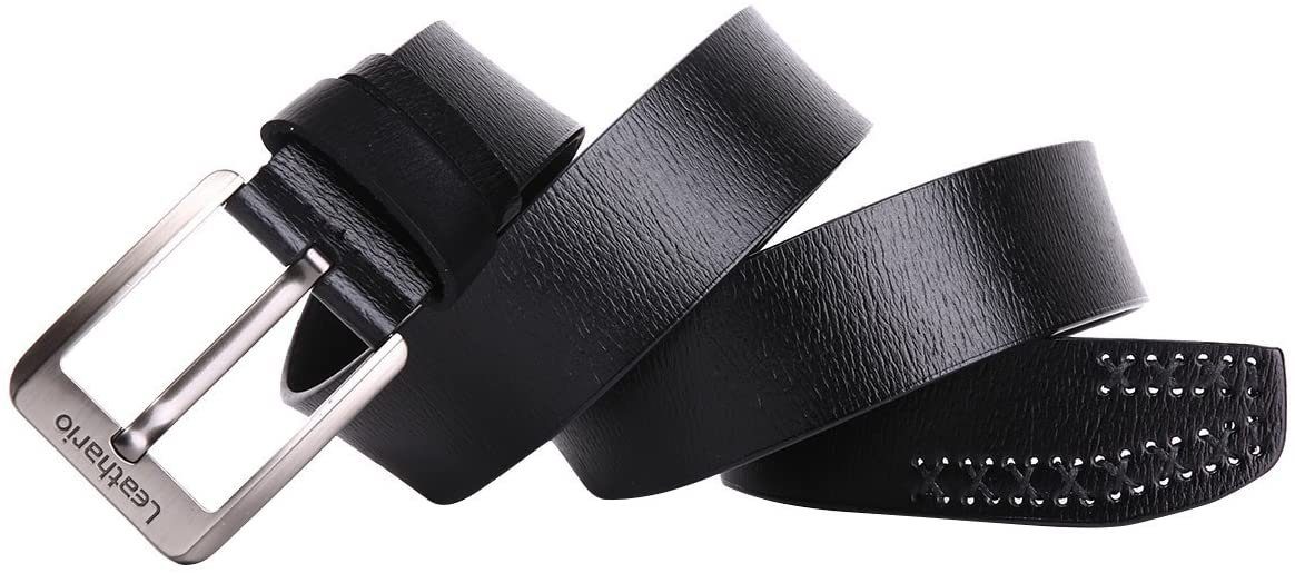 Anzuggürtel 3,8cm Schwarz I / Herren RAIKOU 100% Jeansgürte Koppelgürtel / Gürtelschnalle Ledergürtel / Breit Leder,