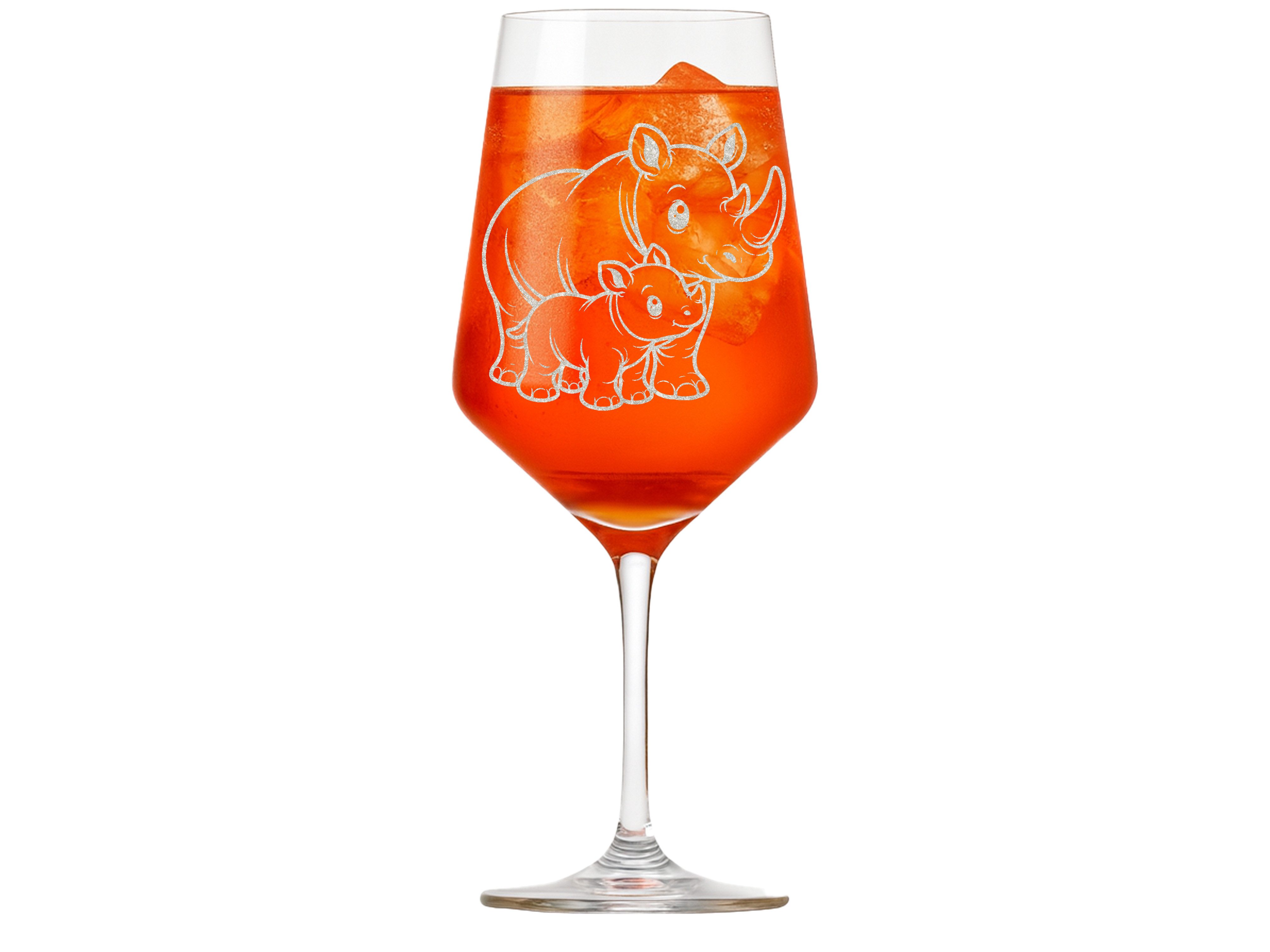 Valhalla Weinglas 1x Nashorn Gravur mit Baby 350ml spülmaschinenfest, 1-tlg., Glas, Atemberaubende Darstellung