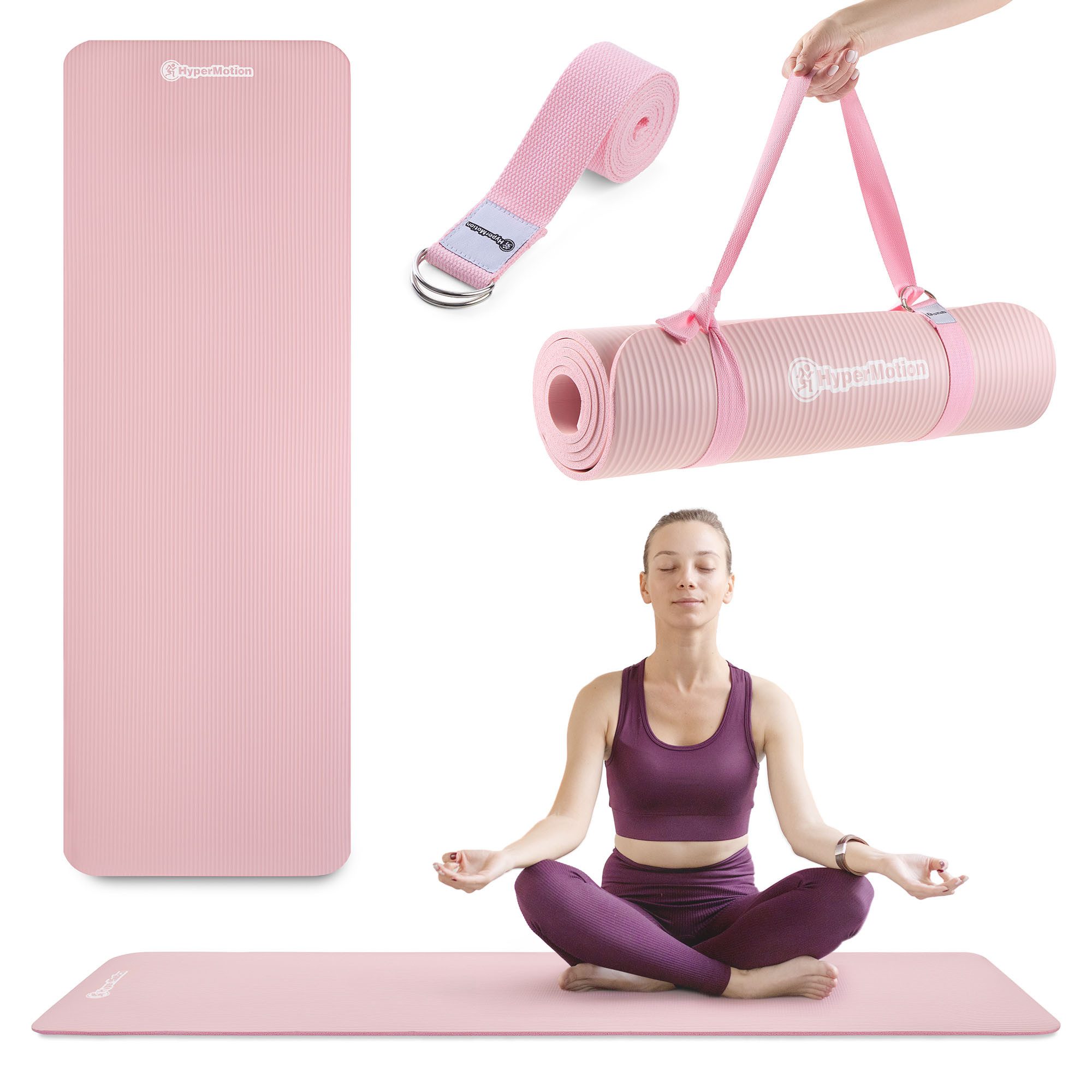 HyperMotion Yogamatte HyperMotion Yogamatte NBR 183x61x0,8 cm mit Gurt pink
