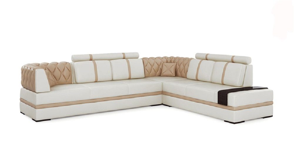 JVmoebel Ecksofa Ecksofa Sofa Couch Polster Wohnlandschaft Leder Eck Sofas L Form, Ecksofa Sofa Couch Polster Wohnlandschaft Leder Eck Sofa Weiß/Beige