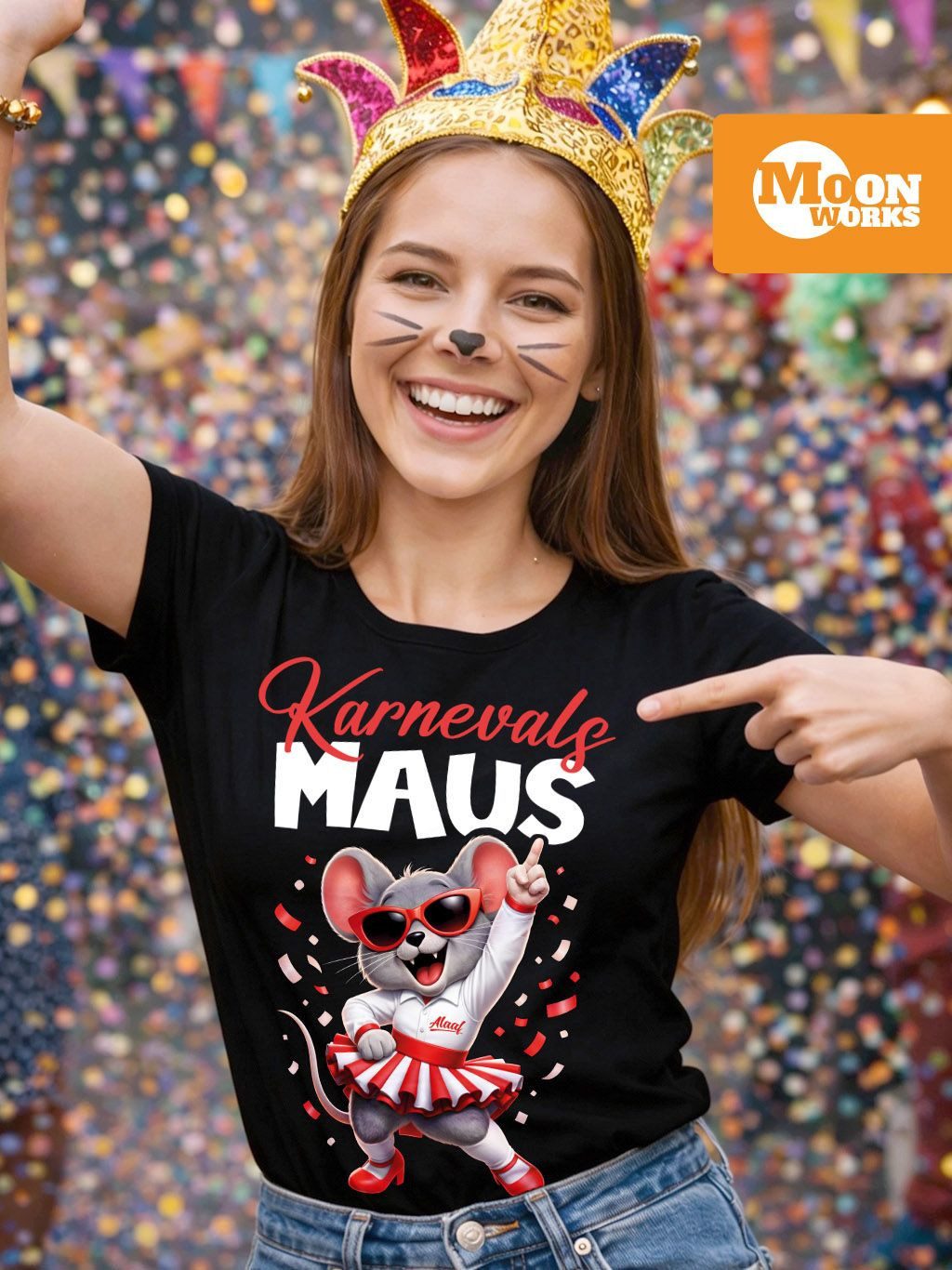 MoonWorks Print-Shirt Damen T-Shirt Fasching Karneval, Maus Aufdruck, Ersat günstig online kaufen