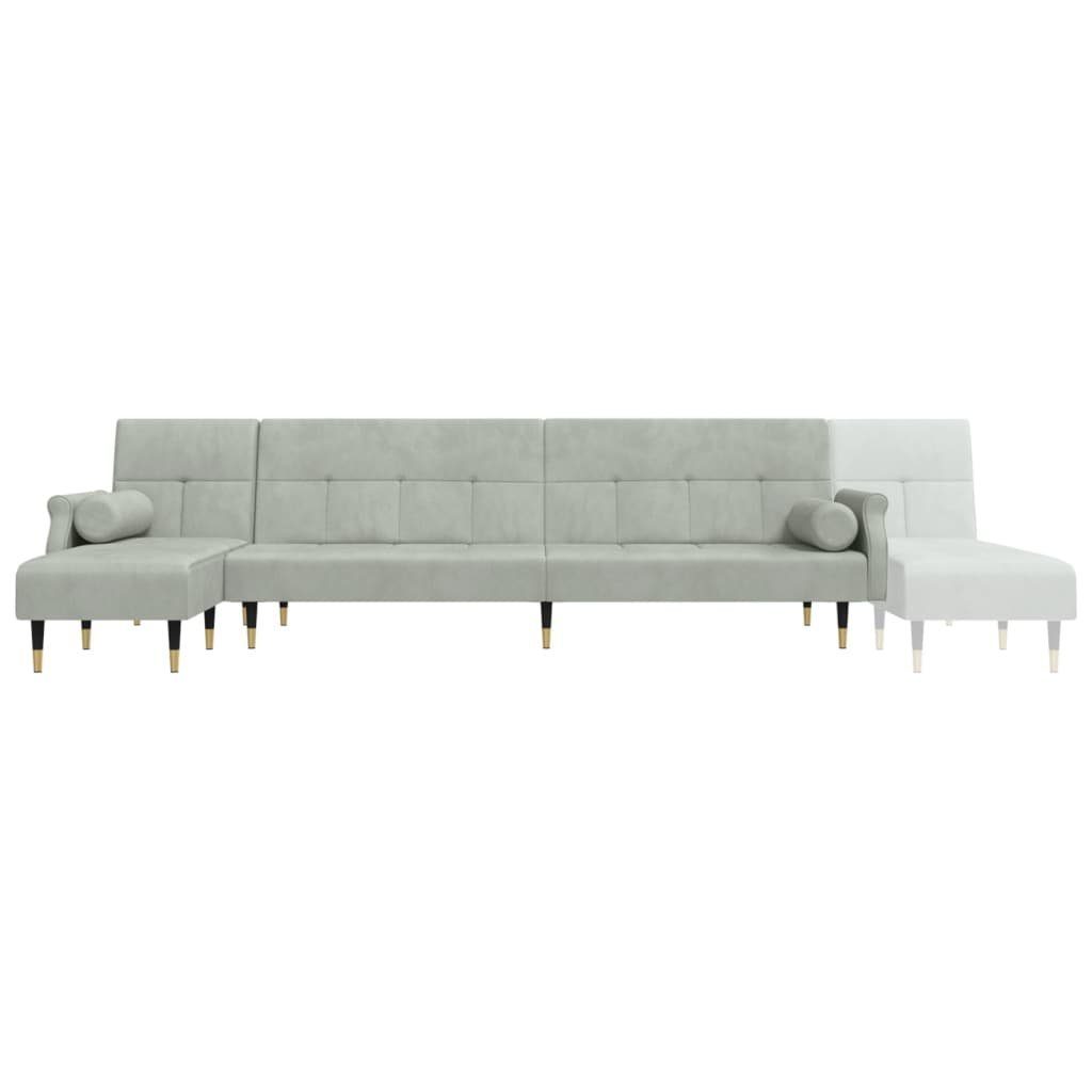 Sofa L-Form in Schlafsofa 271x140x70 cm Samt vidaXL Hellgrau