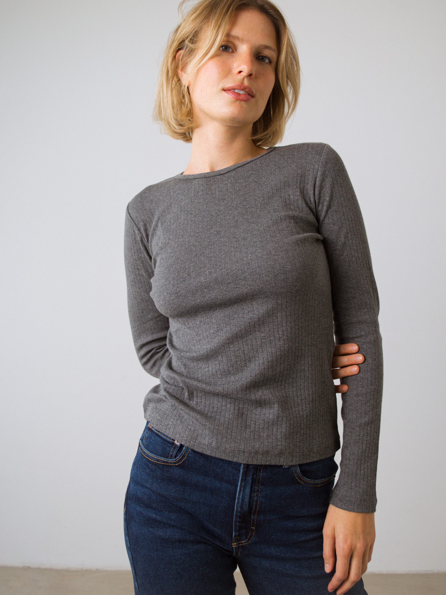HONEST BASICS Langarmshirt mit Rippstoff aus günstig online kaufen