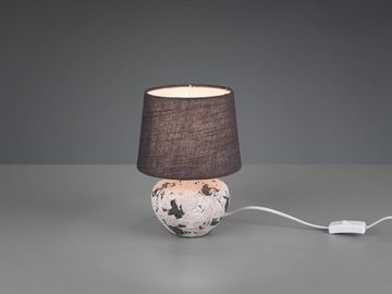 meineWunschleuchte LED Tischleuchte, LED wechselbar, Warmweiß, kleine ausgefallene mit Keramik & Stoff Lampenschirm Grau, Höhe: 25cm