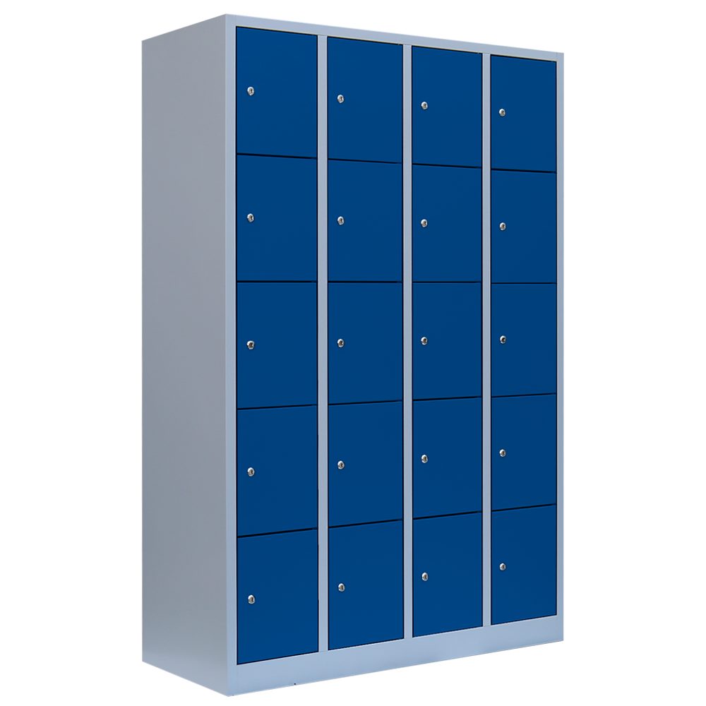 Steelboxx Fächerschrank Schließfachschrank - 4 Abteile - 20 Fächer - 1800 x 1170 x 500 mm (1-St) Komplett verschweißt und montiert - keine Montage erforderlich
