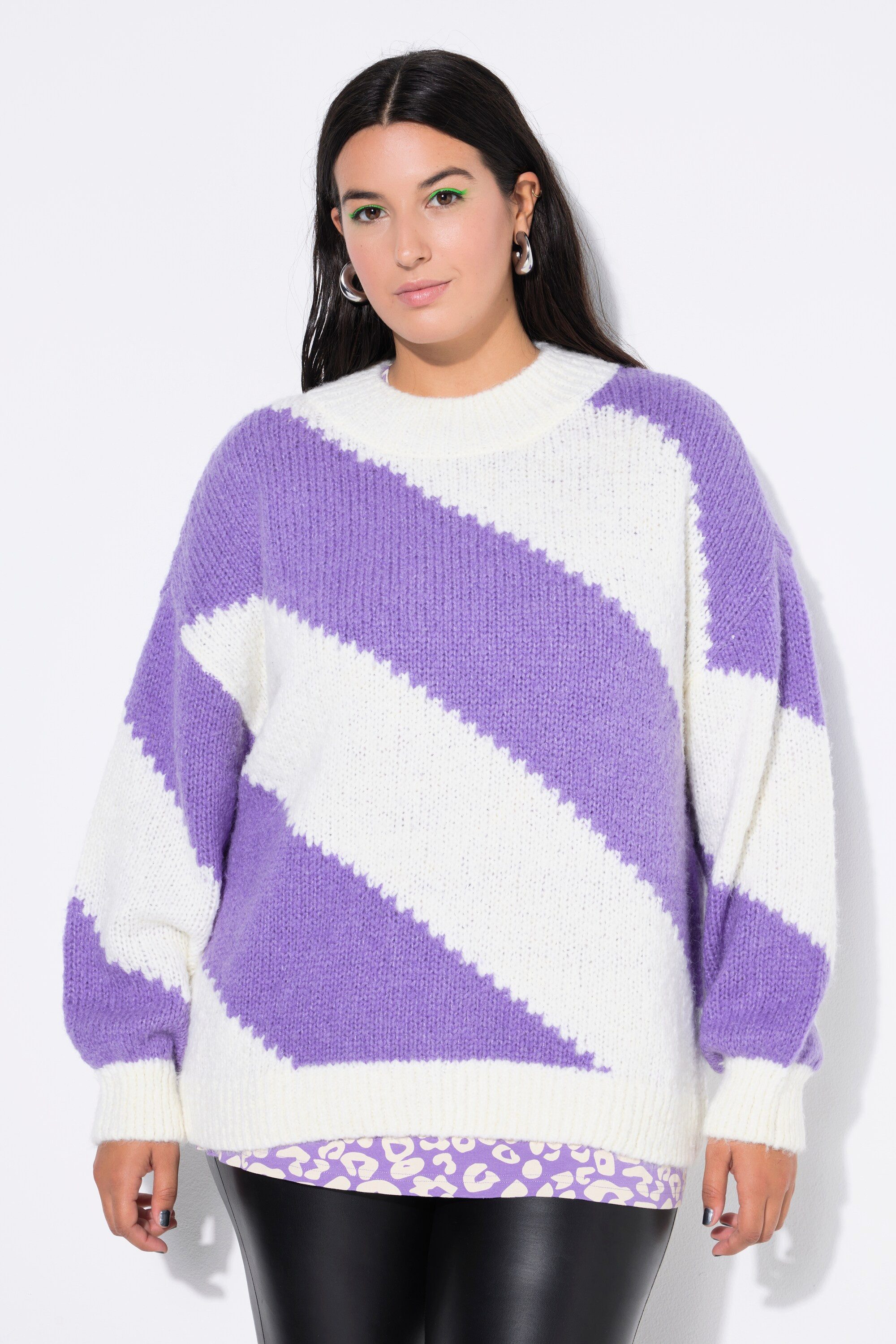 Studio Untold Strickpullover Pullover Oversize Shape diagonale Blockstreife günstig online kaufen