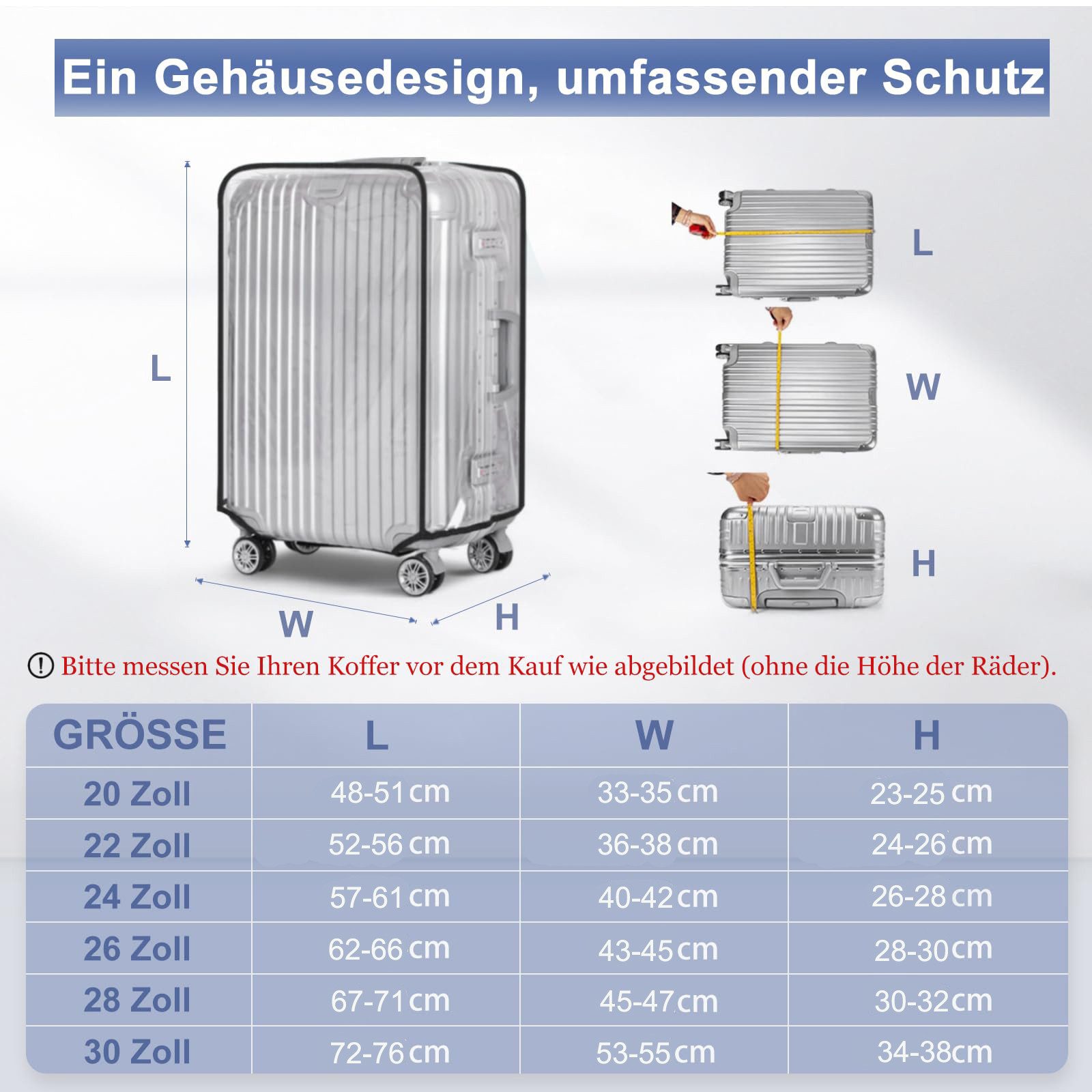Cachito Kofferhülle Transparenter Kofferschutz, wasserdicht und staubdicht, mit schwarzem Rand – Bild 4 von 5