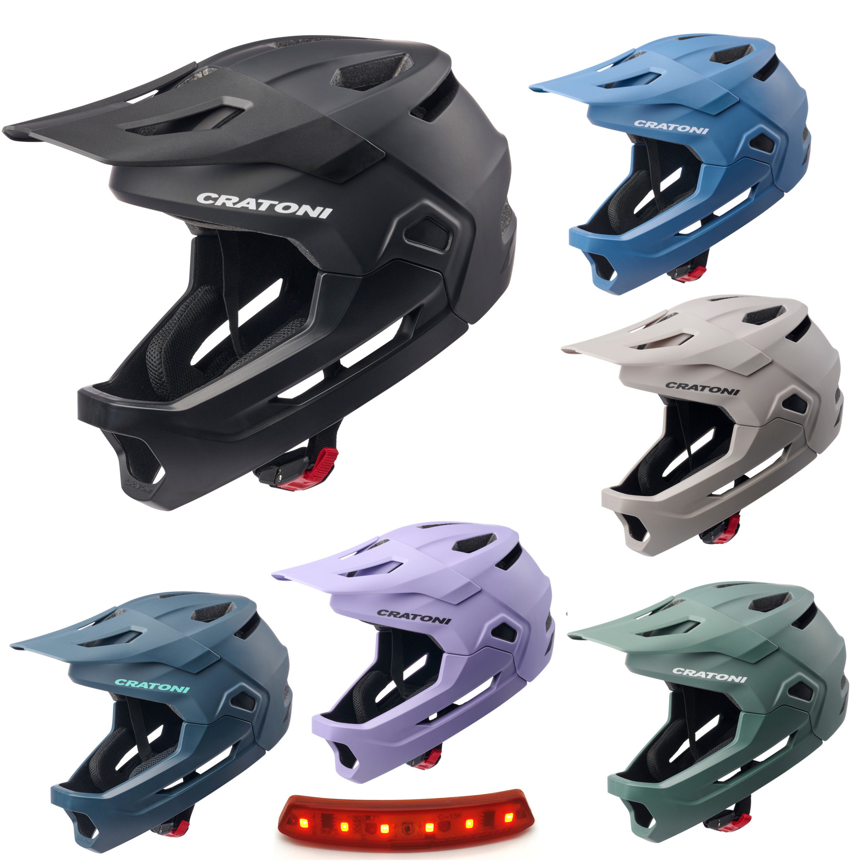 Cratoni Fahrradhelm Madcat LED Kinderhelm Fullfacehelm Gr. S/M (49-56 cm)