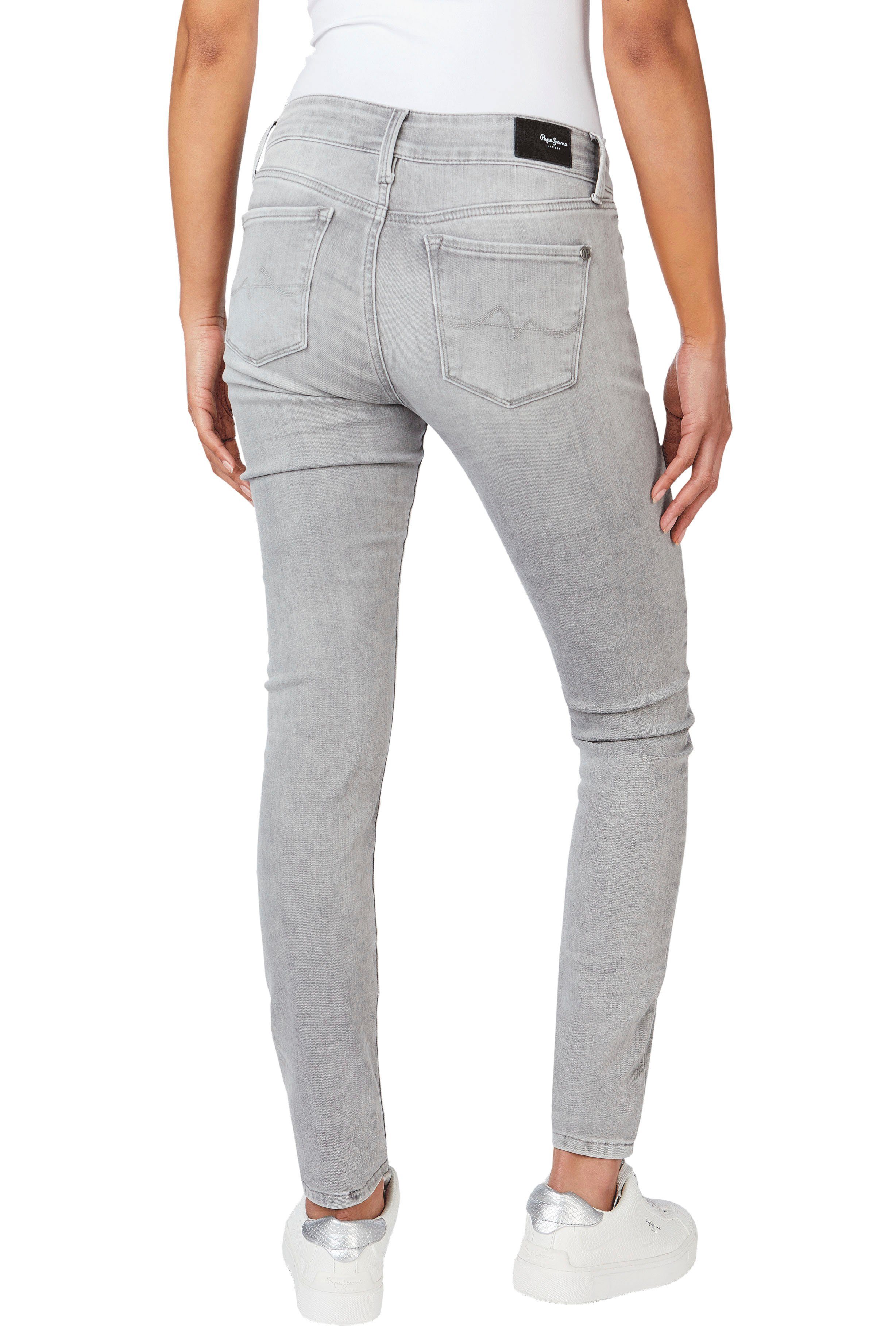 lt. Bund Stretch-Anteil 5-Pocket-Stil grey und im Pepe SOHO 1-Knopf Jeans mit Skinny-fit-Jeans