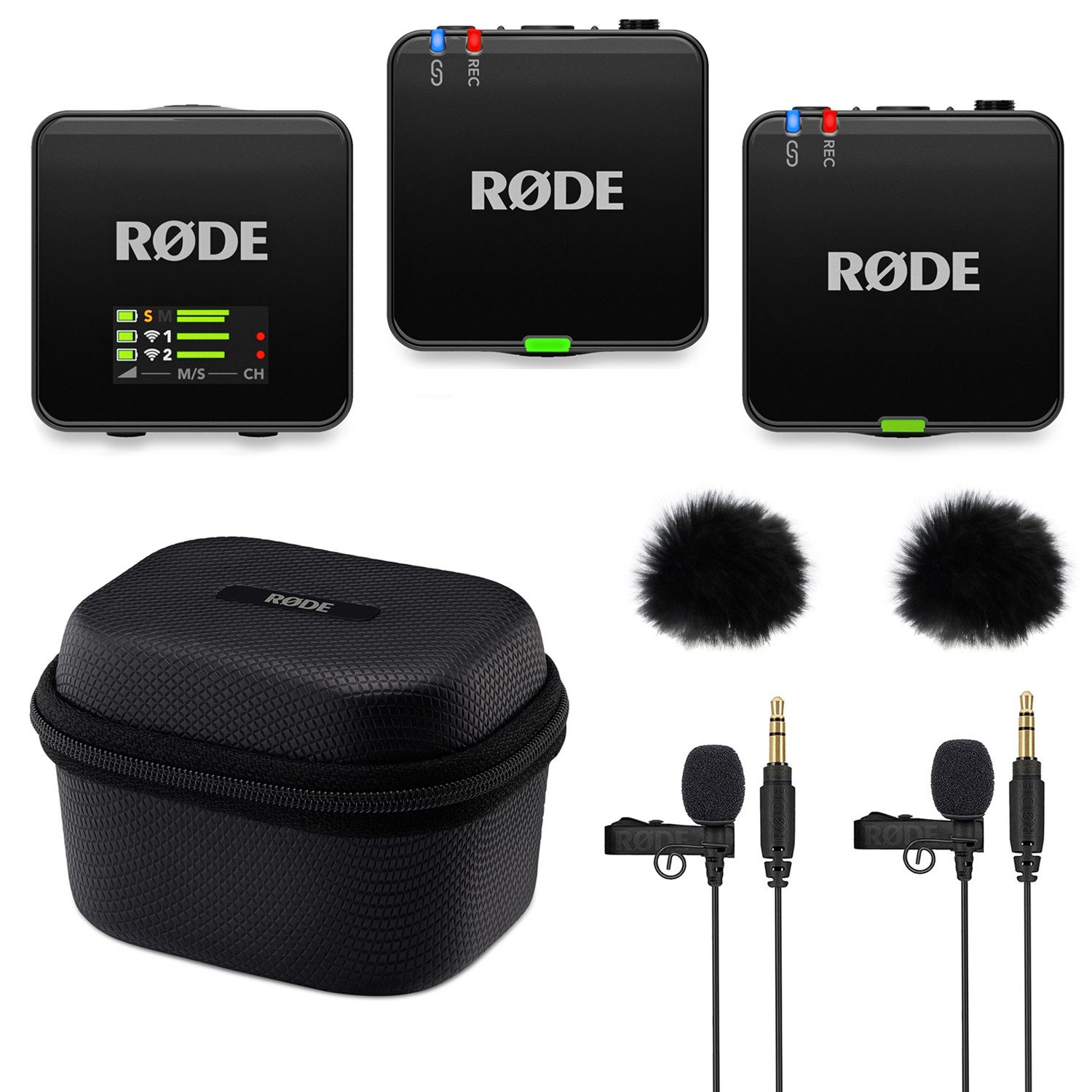Rode Wireless GO Gen 3 mit Charge Case + 2x Lavalier GO und 2x WS05 Digitales Aufnahmegerät