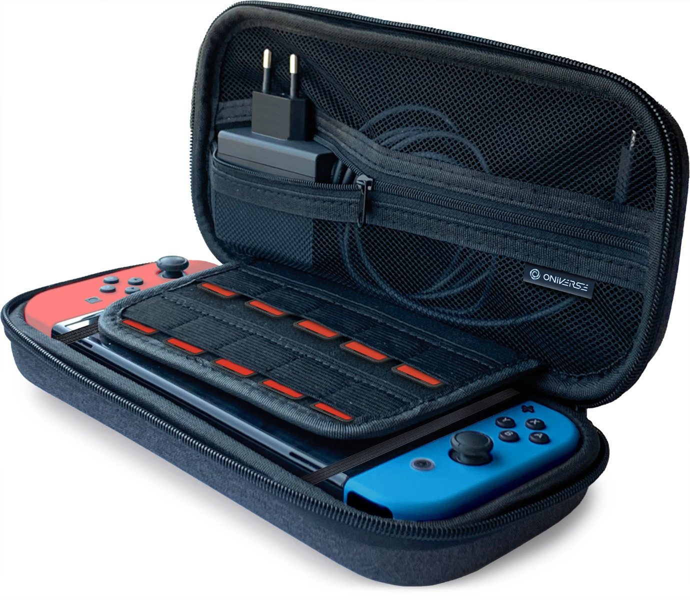 Oniverse Spielekonsolen-Tasche, für Switch/OLED/Lite, 10 Spielefächer, grau