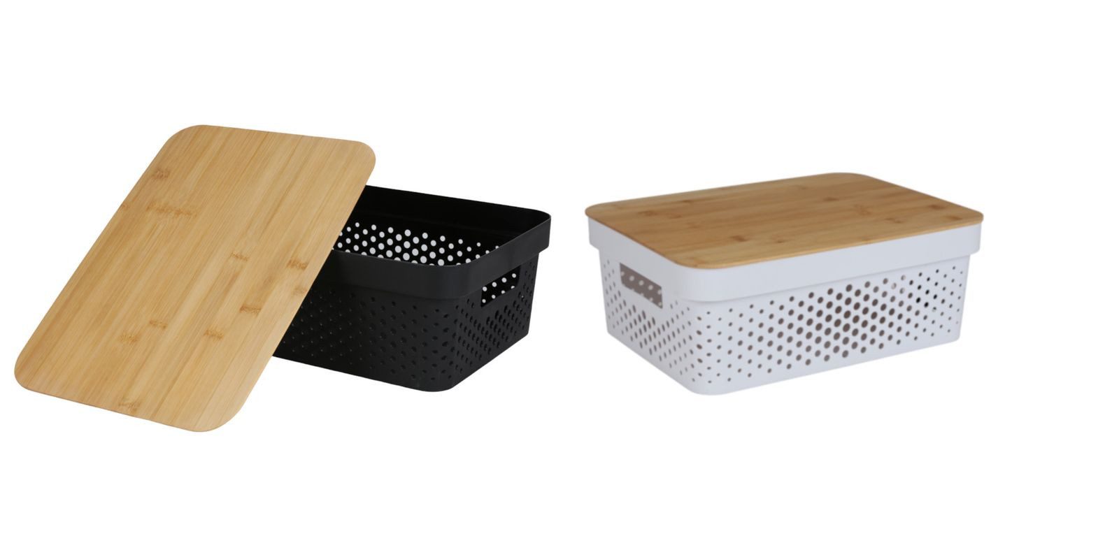 BURI Aufbewahrungsbox 12x Aufbewahrungsbox + Bambusdeckel 11L Aufbewahrungskiste Allzweckbox