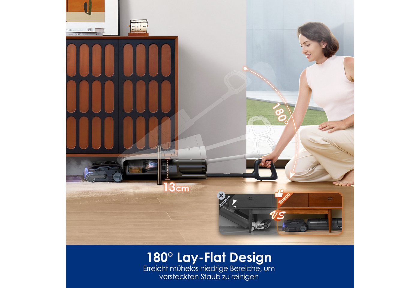 Tineco Nass-Trocken-Sauger FLOOR ONE S7 Stretch Steam Plus mit 160°C Dampfreinigung, 285 W, Selbstantrieb, 80 Minuten