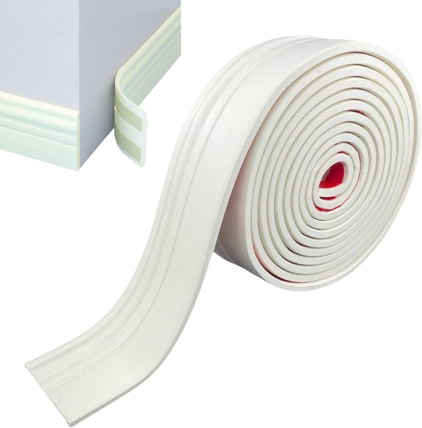 Coonoor Sockelleiste Weichsockelleiste Selbstklebend Kantenschutz Leisten Zuschneibar, 1-St., Knickleiste, Abschlussleiste für Küche, Badezimmer -Dichtungsband