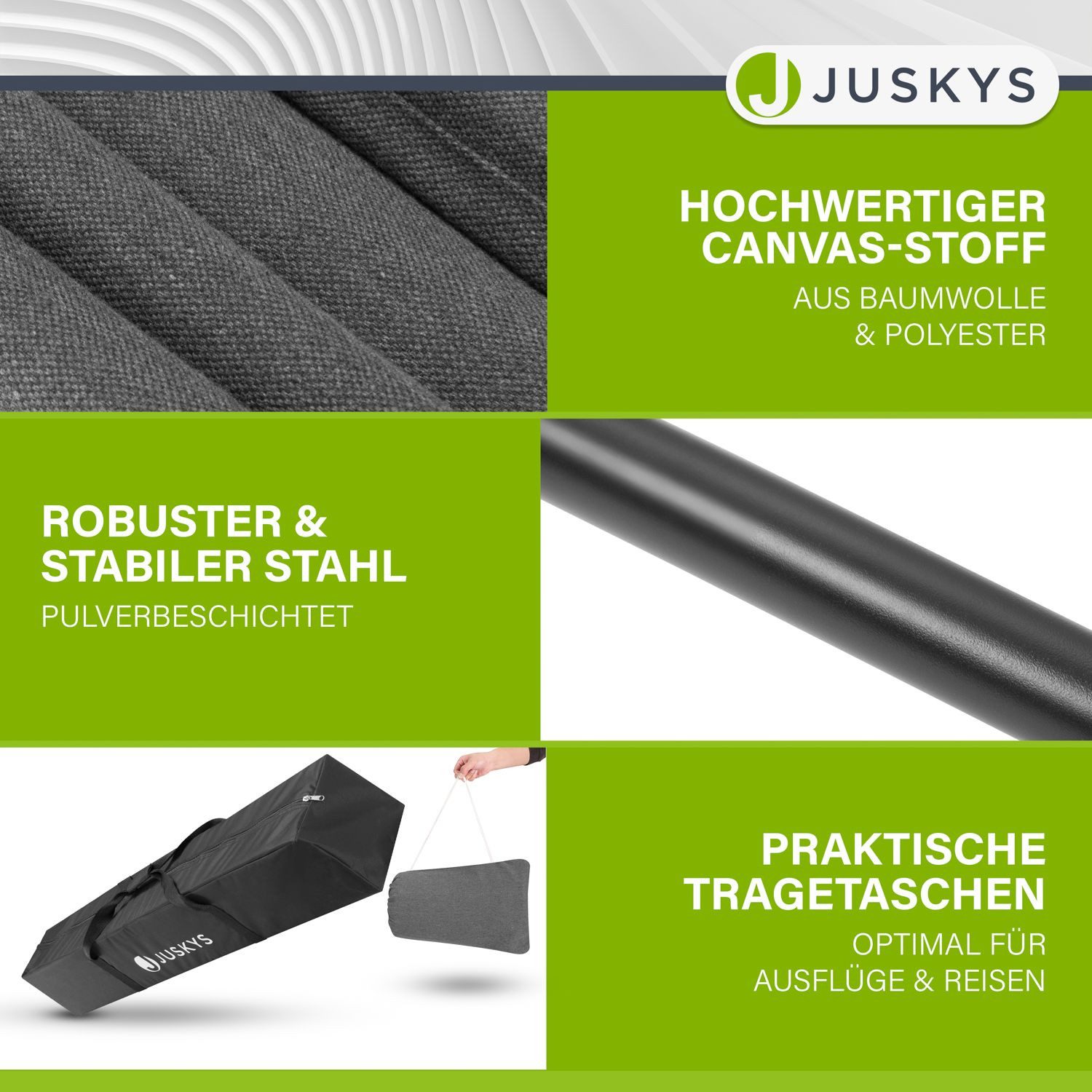 Juskys Hängematte Paya, für 2 Personen, mit Gestell und Tragetaschen, Indoor & Outdoor