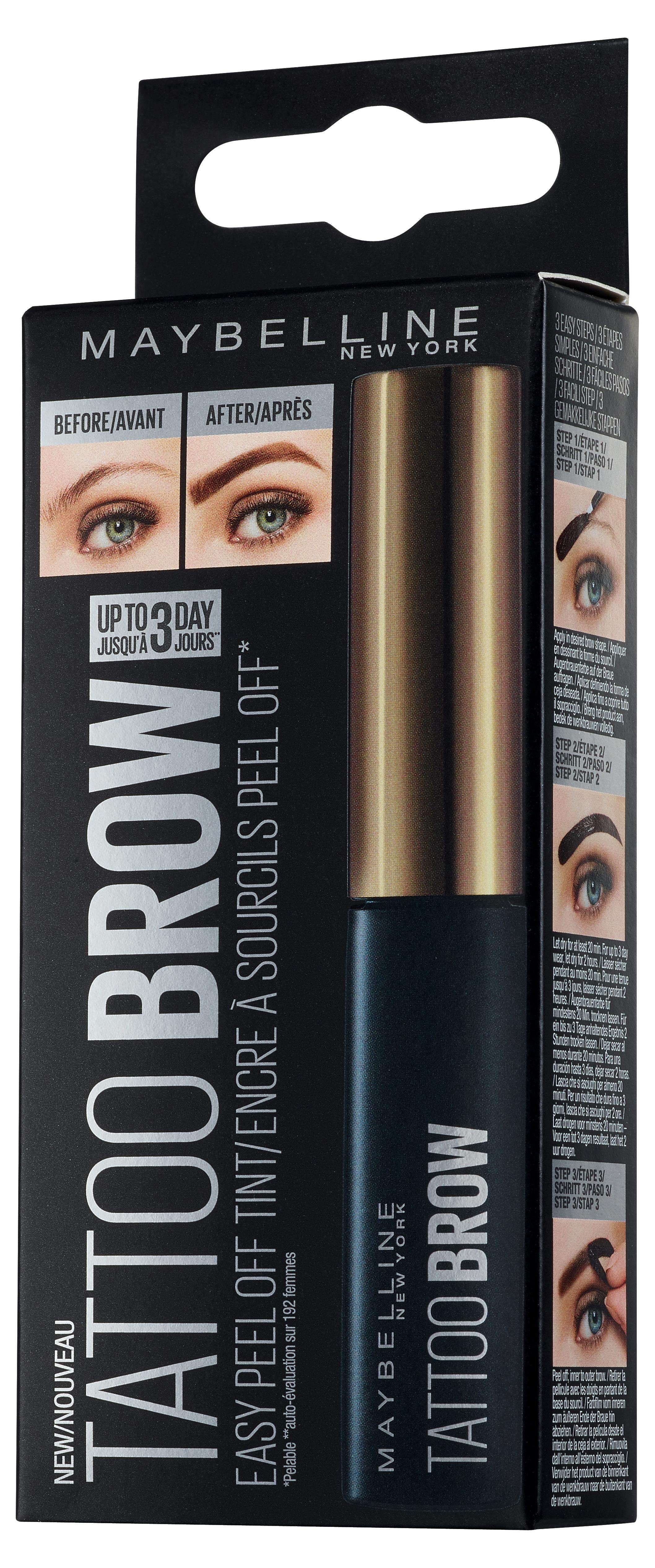 MAYBELLINE NEW YORK Augenbrauen-Gel EYE BROW TATTOO GEL, mit innovativer Peel-off-Formel