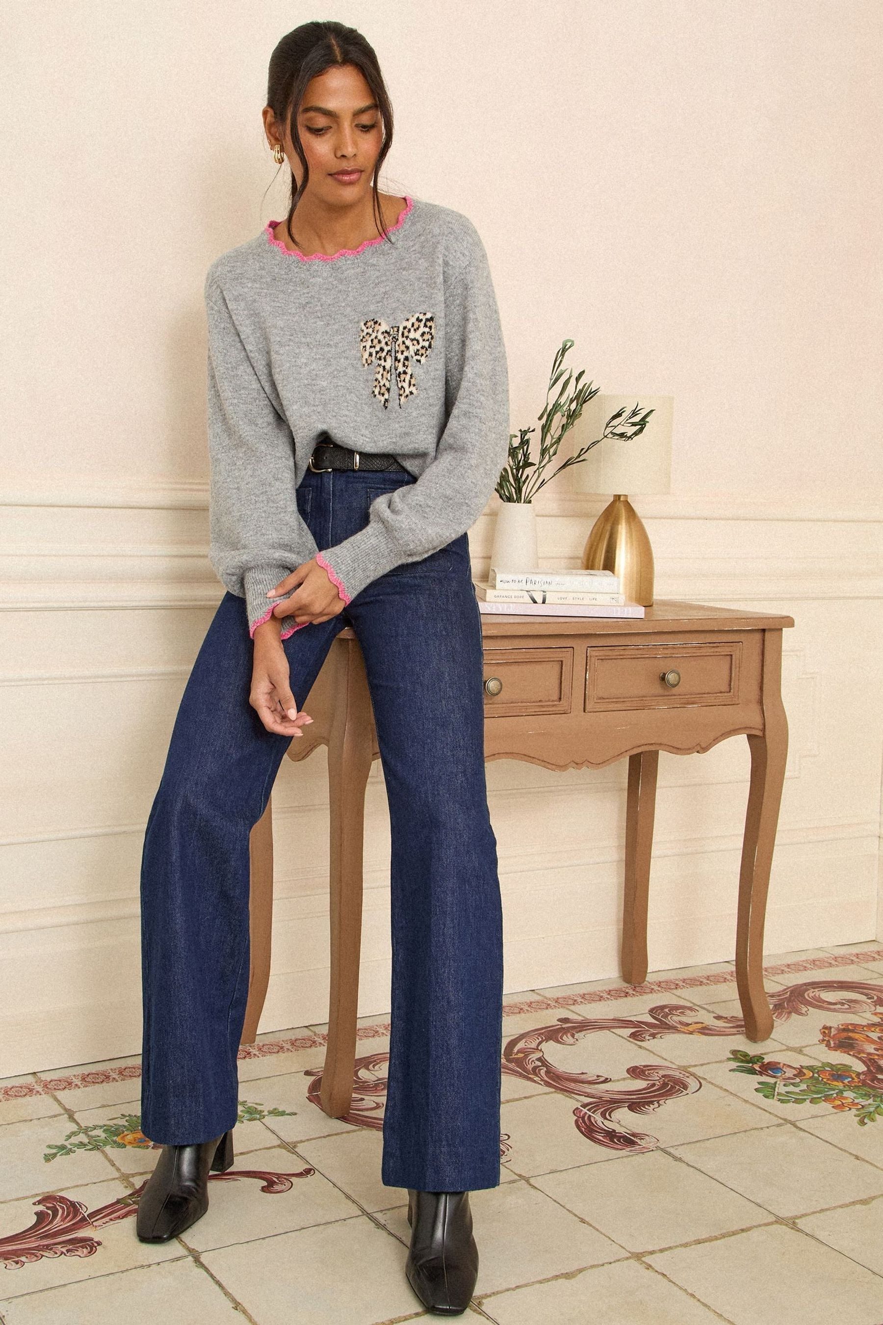 Love & Roses Strickpullover Love & Roses Strickpullover mit Bogenkante Regular (1-tlg)