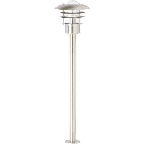 Brilliant Außen-Stehlampe TERRENCE, ohne Leuchtmittel, 90 cm Höhe, Ø 22 cm, E27, IP44, Metall/Glas, edelstahl