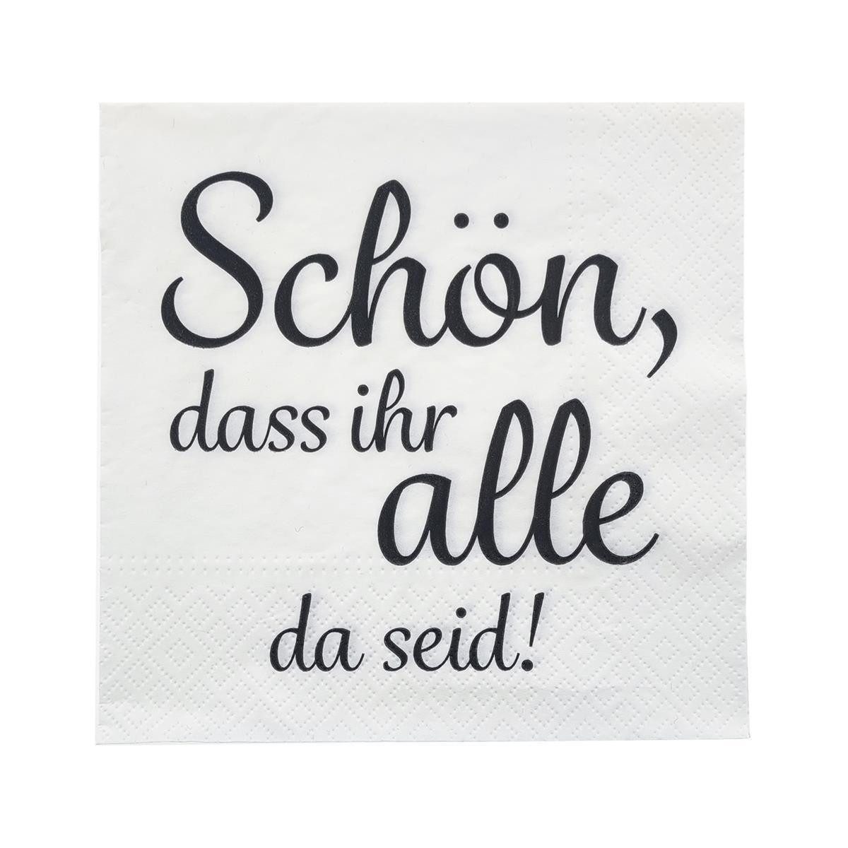 CEPEWA Papierserviette Servietten mit Spruch, Weiß, 20 Stück, (Stück, 20 St., Papierservietten), Geburtstagsservietten Partyservietten Feier Mottoparty