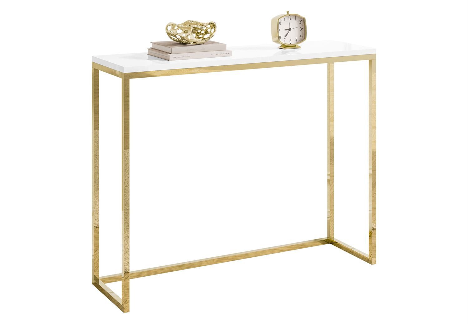 Lookway Konsolentisch MODERN II HOCHGLANZ GOLD CHROM 80/100 cm (1x Konsole), Breite 80/100 cm, Höhe: 80 cm, Tiefe: 30 cm