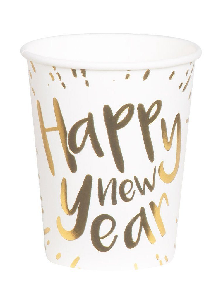 Boland Einweggläser 6 Silvester Pappbecher, Pappe, Partygeschirr für Silvester und Neujahrsfeiern!