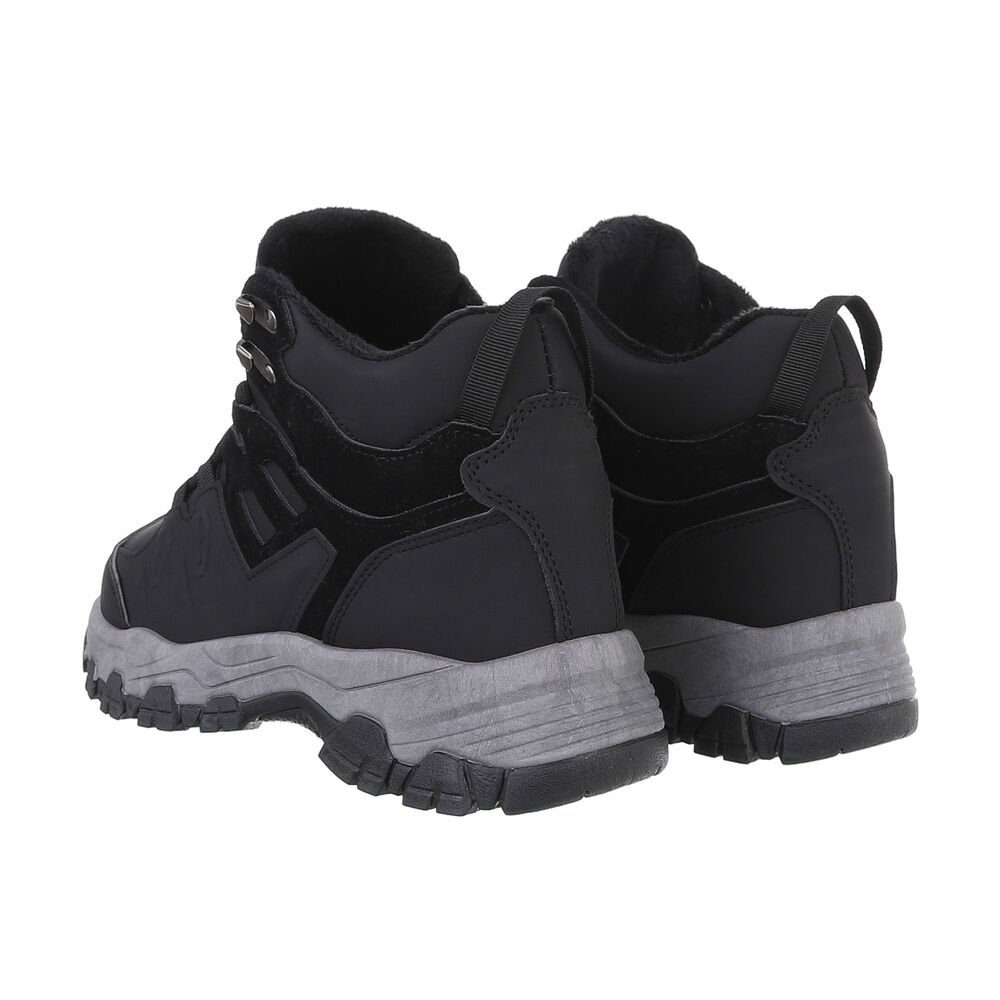 Ital-Design Damen High-Top Freizeit Sneakerboots Flach Sneakers High in Schwarz
