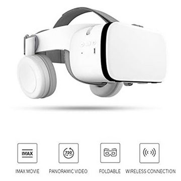 LONGLU VR für Telefon, kabelloses Bluetooth-VR-Headset VR-Brille 110 ° FOV Virtual-Reality-Brille (unterstützt 4,7-6,2-Zoll-Handy, kompatibel für Android iOS)