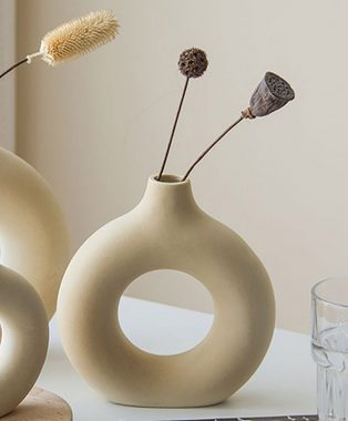 Mrichbez Dekovase Keramik vase beige Moderne deko (Satz, 1 St., 1 Vase), Kunst Vase Runde Form Vasen