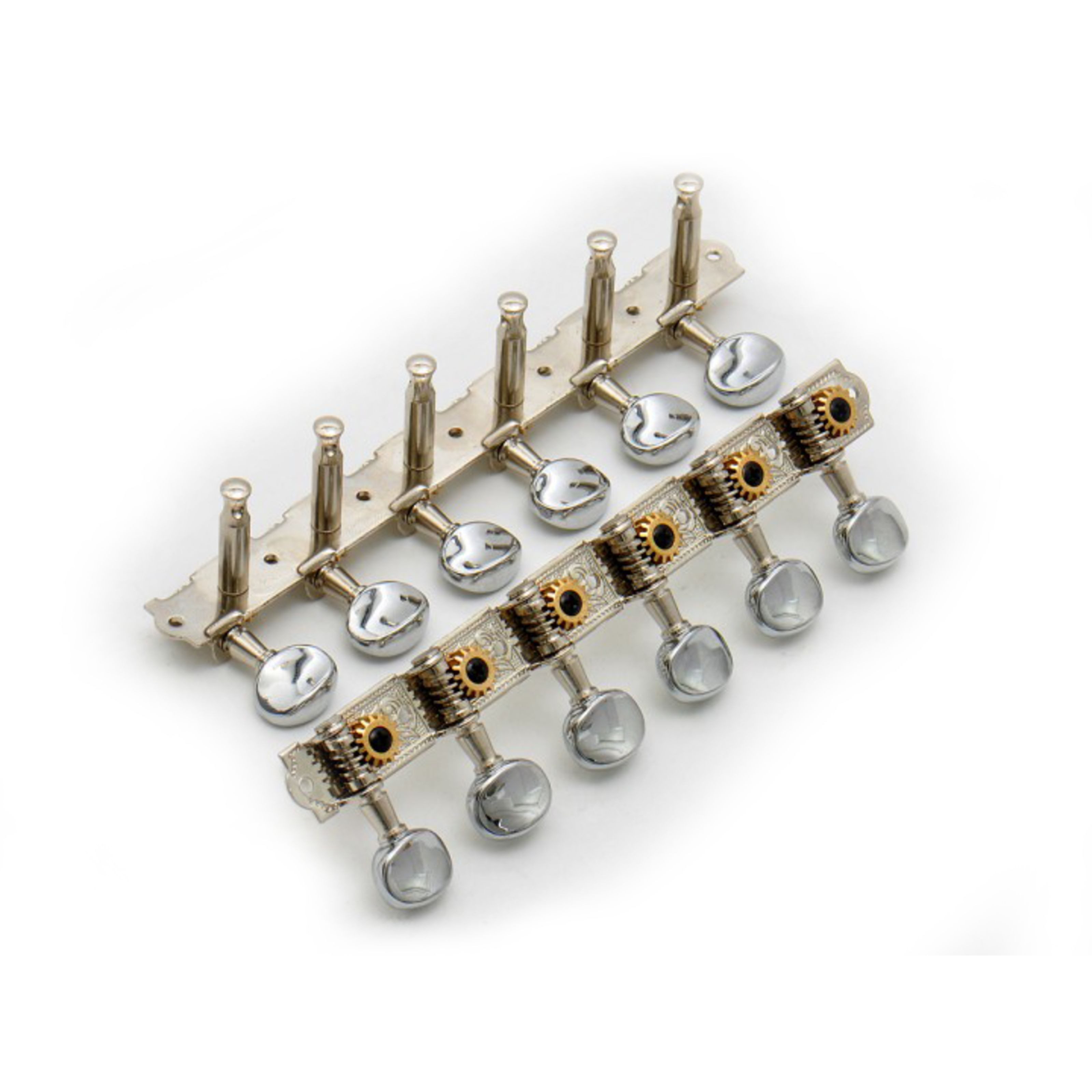 Göldo Gitarrenmechanik-Set, (ersatzteile für Gitarren, Mechaniken), Standard 12-String Mechaniken 6+6 offen, Nickel - Gitarren Mechanik