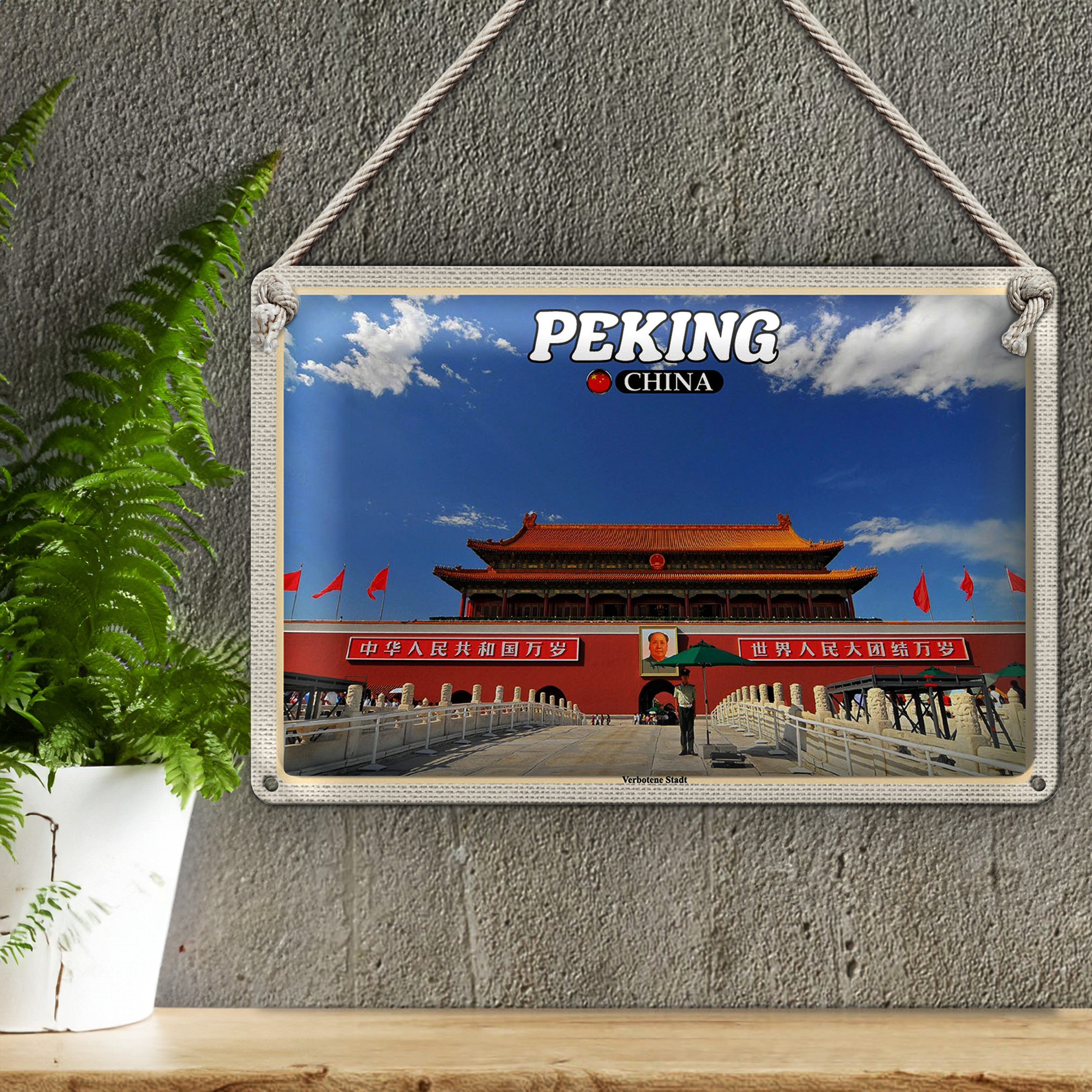 Roomando Metallschild Reise 18x12cm Peking China Verbotene Stadt
