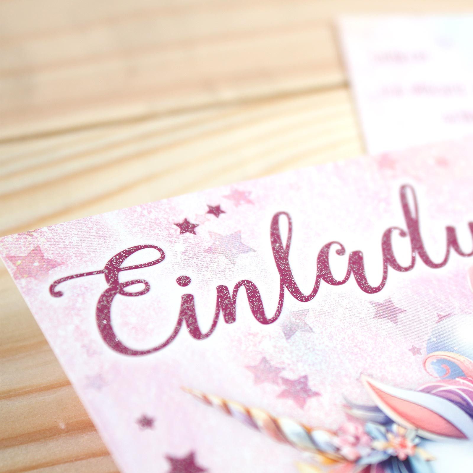 nikima Einladungskarten 10 Einladungskarten Einhorn mit Glitzer für Kindergeburtstag