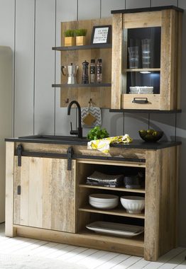 Furn.Design Küchenbuffet Stove (Küche in Used Wood und Anthrazit, Set 5-teilig) inklusive Küchentheke, Soft-Close