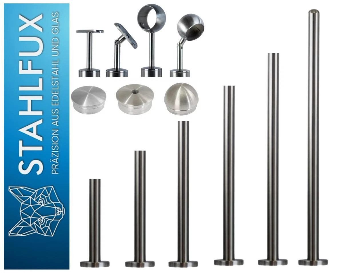 StahlFux Endpfosten Edelstahlpfosten Geländerpfosten, (Spar-Set, 1-St., Weiterverarbeitung), Ø 100 mm / 6 mm verschweißt für sichere, belastbare Verankerung
