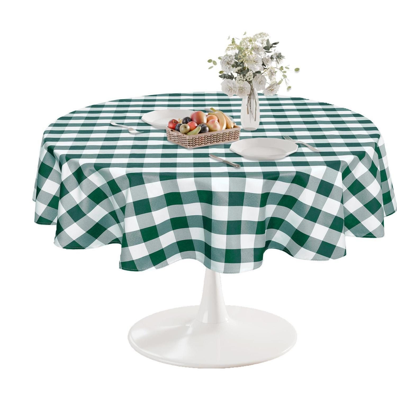 LuxusKollektion Gartentischdecke Tischdecke Rund 140cm Grün-Weiß kariert (1-tlg)