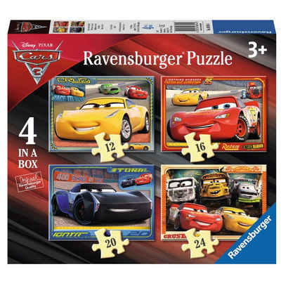 Disney Cars Puzzle 4 in 1 Kinder Puzzle Box Disney Cars 3 Ravensburger Legespiel, 24 Puzzleteile