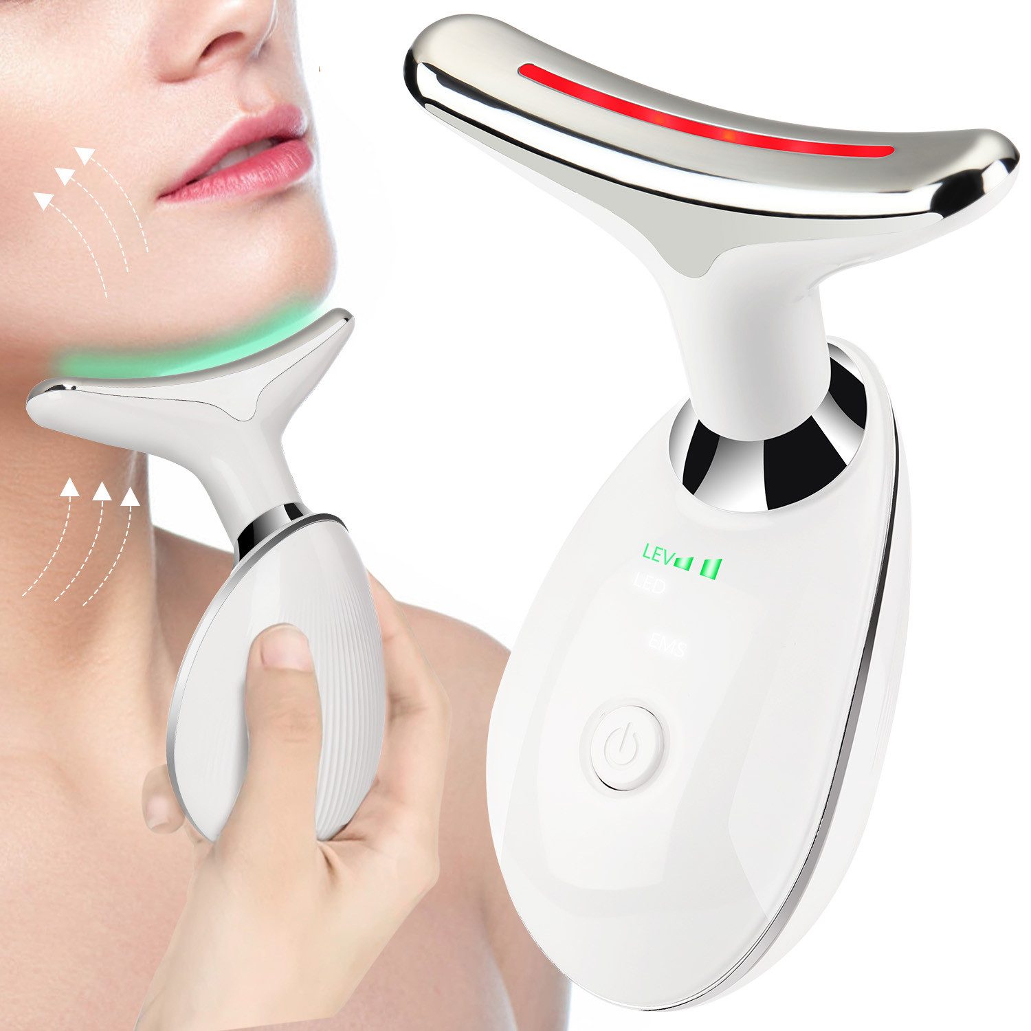 Gesichtsmassagegerät Elektrisches Gesichtsmassagegerät mit LED, EMS, Wärme & Vibration