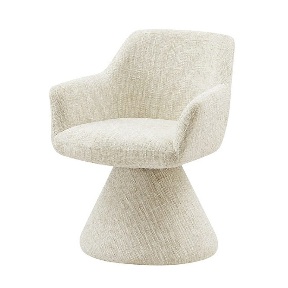 LebensWohnArt Stuhl Komfortstuhl mit Drehfunktion BIENTO beige Chenille 180° Auto-Return