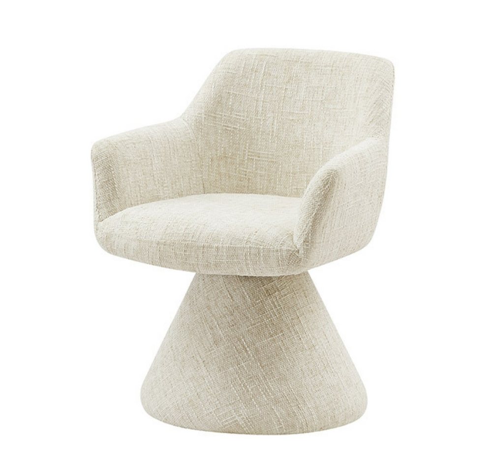 LebensWohnArt Stuhl Komfortstuhl mit Drehfunktion BIENTO beige Chenille 180° Auto-Return